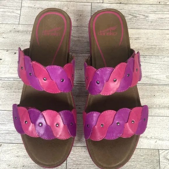 Dansko Dee Full Grain Leather Slide Fuchsia/Orchid size EU 40 = 9.5 - 10 USA