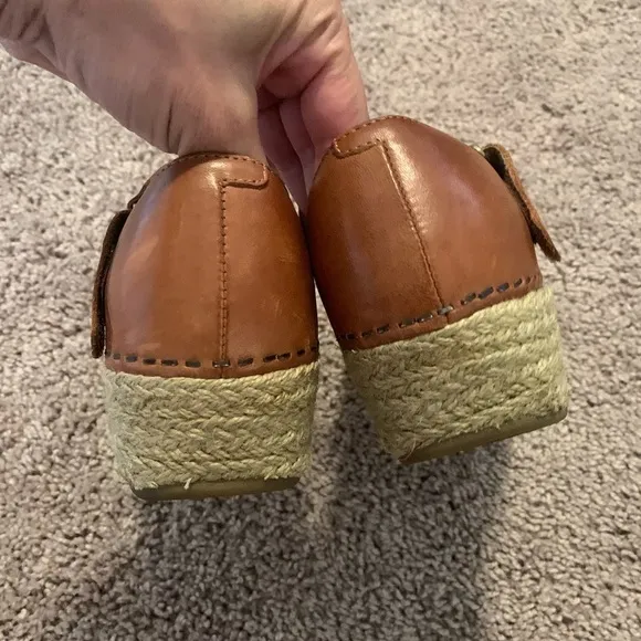 Dansko Mary Jane Full Grain Leather Clog Espadrilles Sandals Brown Whiskey 37