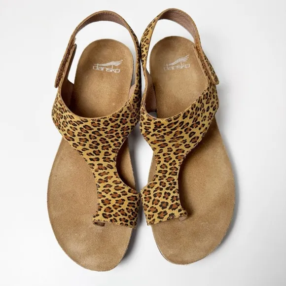 Dansko Reece Suede Leopard Sandals EU 42