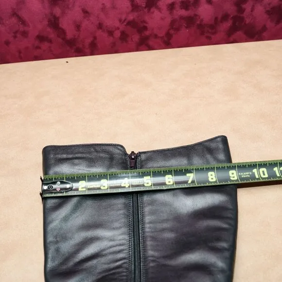 David Tate Women Timmy Black Leather Wide Calf Fit Riding Tall boots sz 8