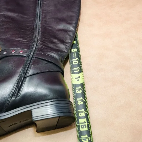 David Tate Women Timmy Black Leather Wide Calf Fit Riding Tall boots sz 8