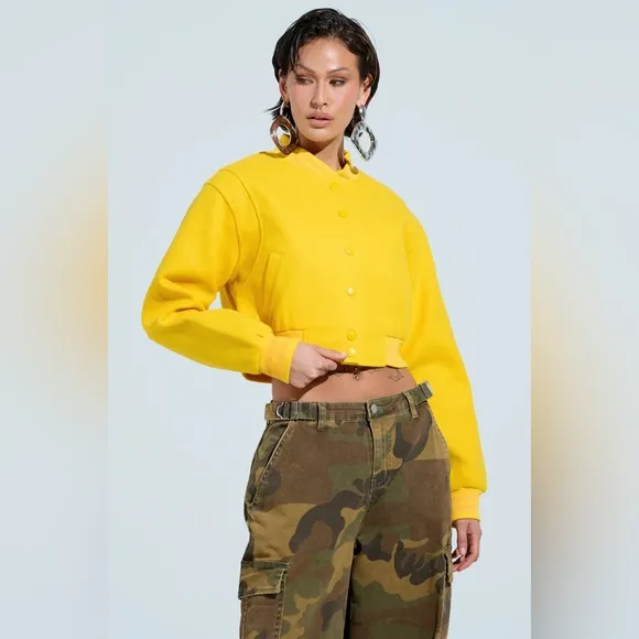 DAVIS EVERYDAY VARSITY BOMBER IN YELLOW