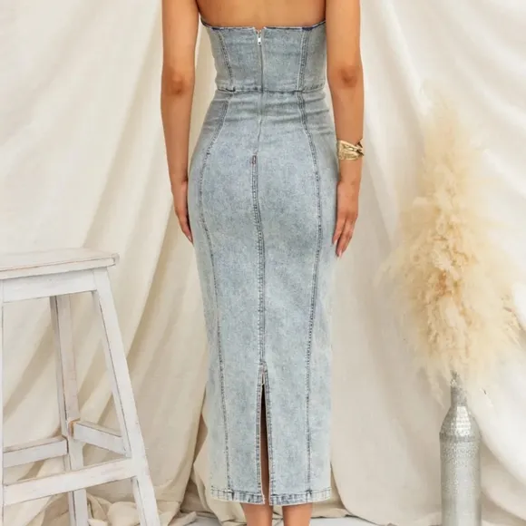Denim Daze Tube Dress - Blue