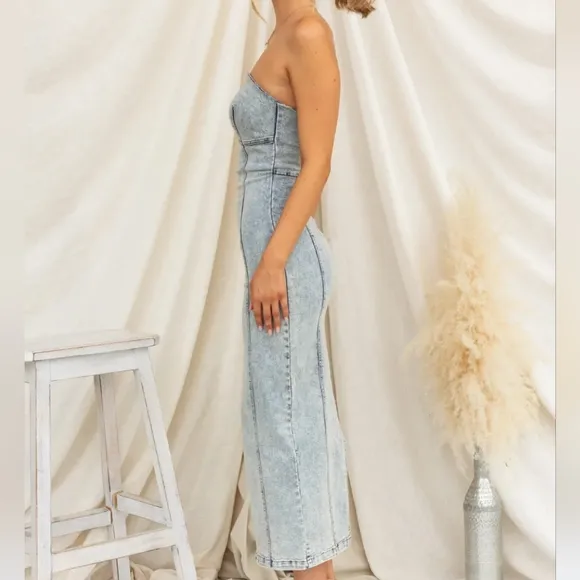Denim Daze Tube Dress - Blue