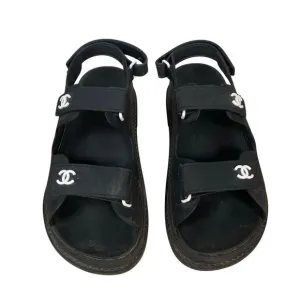 Designer Black Dad Sandals strappy size 40 / 8.5 US