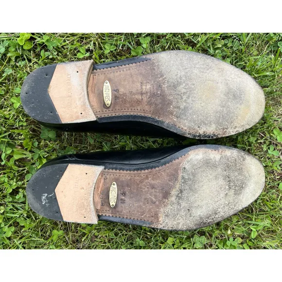 Designer Michael's Shoes Collection Black Leather Tassel Loafers Men’s S 9M