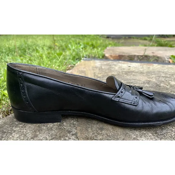Designer Michael's Shoes Collection Black Leather Tassel Loafers Men’s S 9M