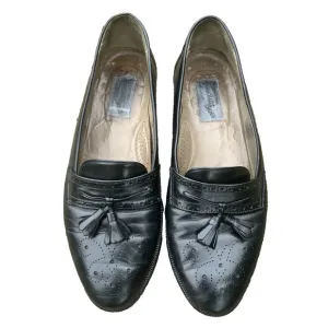 Designer Michael's Shoes Collection Black Leather Tassel Loafers Men’s S 9M