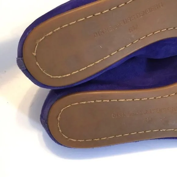Diane von Furstenberg Womens Bonita Blue Suede Ballet Flats Slip On Shoe size 6