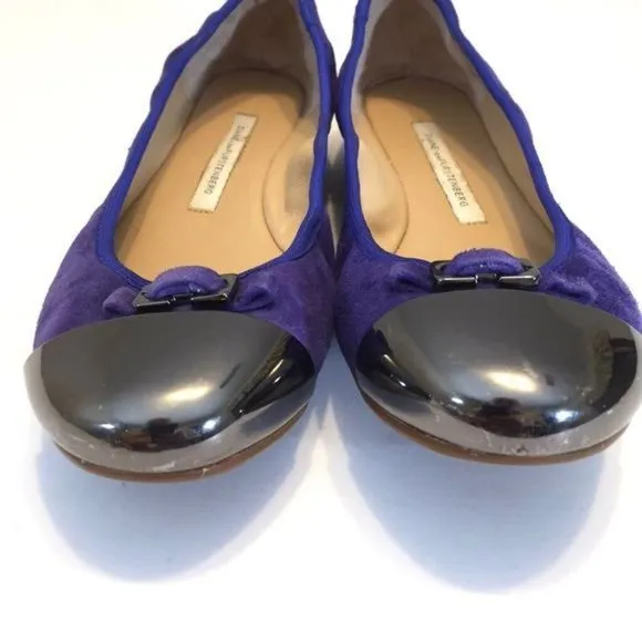 Diane von Furstenberg Womens Bonita Blue Suede Ballet Flats Slip On Shoe size 6