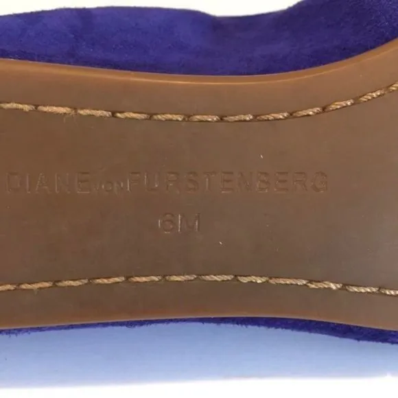 Diane von Furstenberg Womens Bonita Blue Suede Ballet Flats Slip On Shoe size 6