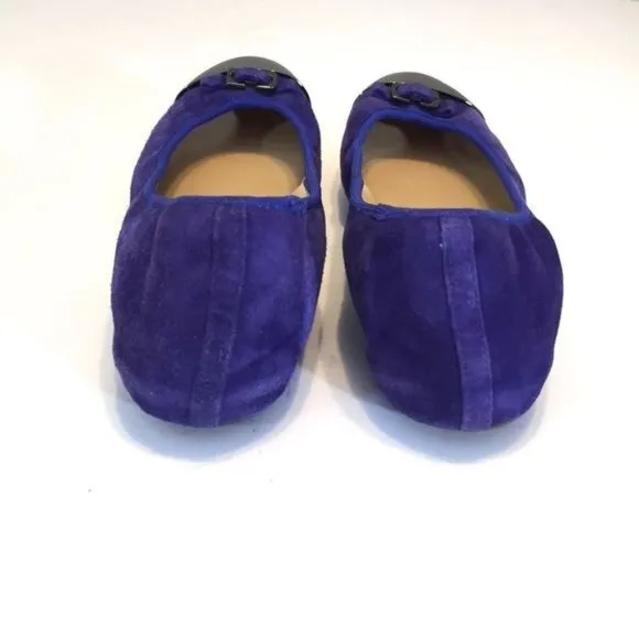 Diane von Furstenberg Womens Bonita Blue Suede Ballet Flats Slip On Shoe size 6