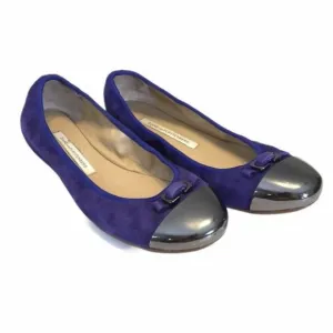 Diane von Furstenberg Womens Bonita Blue Suede Ballet Flats Slip On Shoe size 6