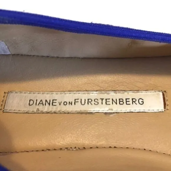 Diane von Furstenberg Womens Bonita Blue Suede Ballet Flats Slip On Shoe size 6