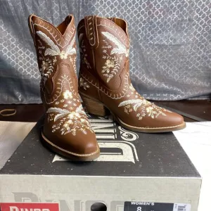 Dingo Women's Primrose Brown Western Boots Size 8M Embroidered Leather NIB