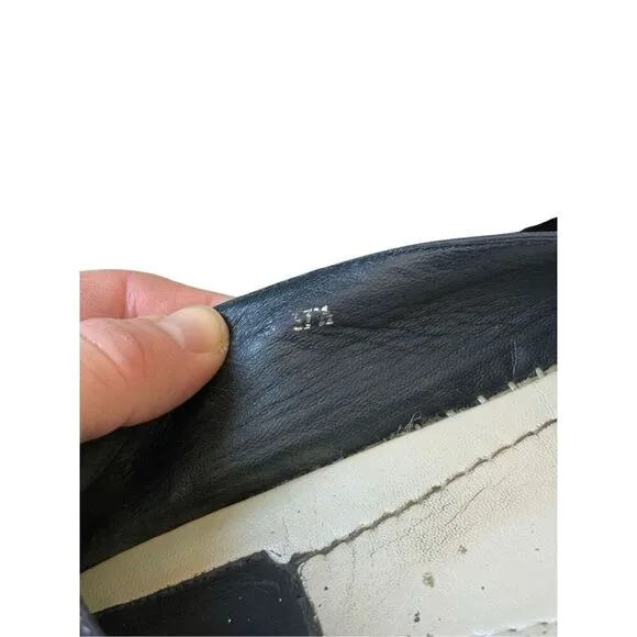 Dior Blue Leather and Denim Crystal Embellished Flat Espadrilles Size 37.5 Slip