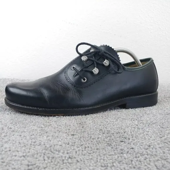 Dirndl   Bua Mens Size 9 Shoes Austrian Loafers Black Leather Lace Up QUALITY