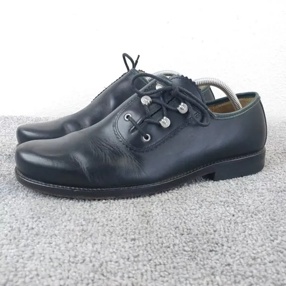 Dirndl   Bua Mens Size 9 Shoes Austrian Loafers Black Leather Lace Up QUALITY