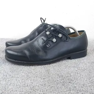 Dirndl   Bua Mens Size 9 Shoes Austrian Loafers Black Leather Lace Up QUALITY