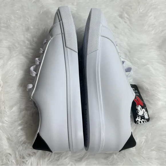 Disney Mickey Minnie Mouse Sneakers Womens 11 White Faux Leather Low Top Lace Up