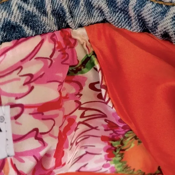 [Dolce &amp; Gabanna] Denim Floral Lined Luxury Jean Jacket Women’s Sz 38 / US 2