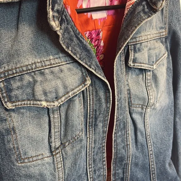 [Dolce &amp; Gabanna] Denim Floral Lined Luxury Jean Jacket Women’s Sz 38 / US 2