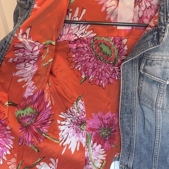 [Dolce &amp; Gabanna] Denim Floral Lined Luxury Jean Jacket Women’s Sz 38 / US 2