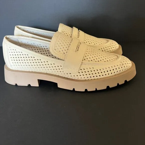 Dolce Vita Cream Lug Sole Leather Slip On Loafers Womens 9 Malila