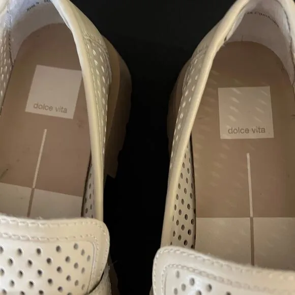 Dolce Vita Cream Lug Sole Leather Slip On Loafers Womens 9 Malila