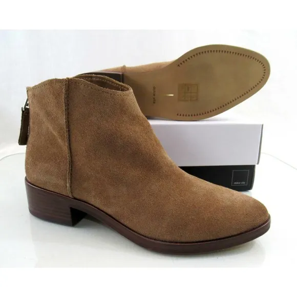 Dolce Vita Tucker Booties Ankle Boots Dark Saddle Suede Size 9.5