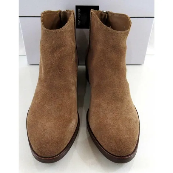Dolce Vita Tucker Booties Ankle Boots Dark Saddle Suede Size 9.5