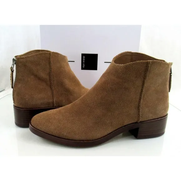 Dolce Vita Tucker Booties Ankle Boots Dark Saddle Suede Size 9.5