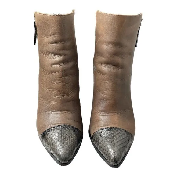 Donald‎ J Pliner &quot;Volt&quot; Leather Snakeskin Pointed Cap Toe Boots Booties Size 8
