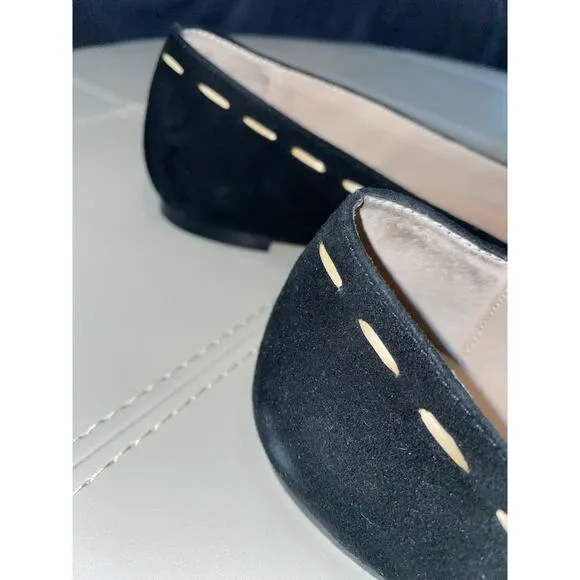 Donald J Pliner Black Bibbi Suede Leather Pointed Toe Flats Size 7
