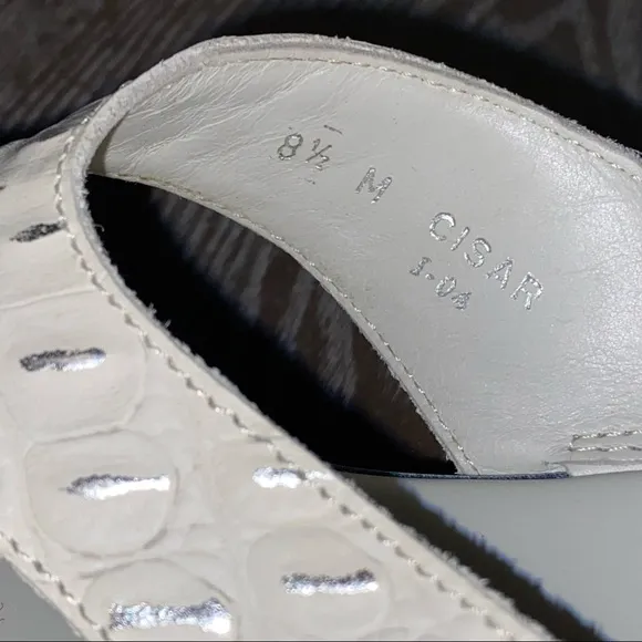DONALD J. PLINER ‘Cisar-90’ Embossed Metallic Crocodile Print Thong Sandals