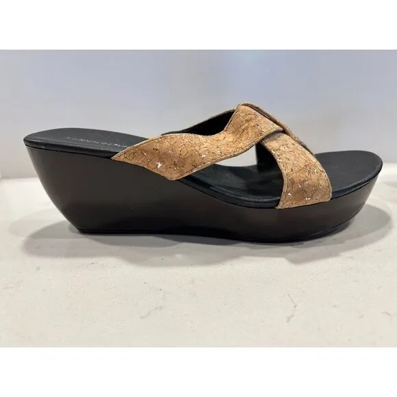 Donald J Pliner Clove Cork Wedge Platform Thong Sandals - Sz 9