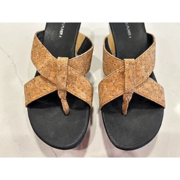 Donald J Pliner Clove Cork Wedge Platform Thong Sandals - Sz 9