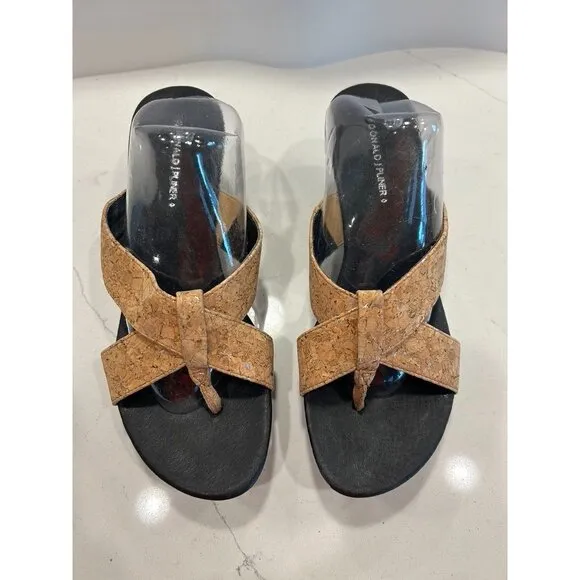 Donald J Pliner Clove Cork Wedge Platform Thong Sandals - Sz 9
