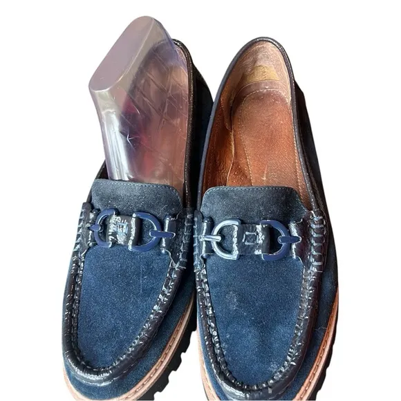 Donald J. Pliner Helio Lug Sole Navy Loafers, Size: 9