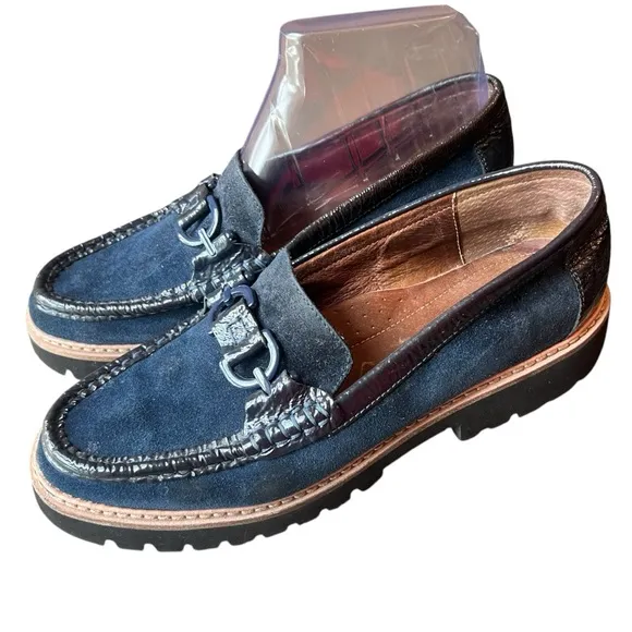 Donald J. Pliner Helio Lug Sole Navy Loafers, Size: 9