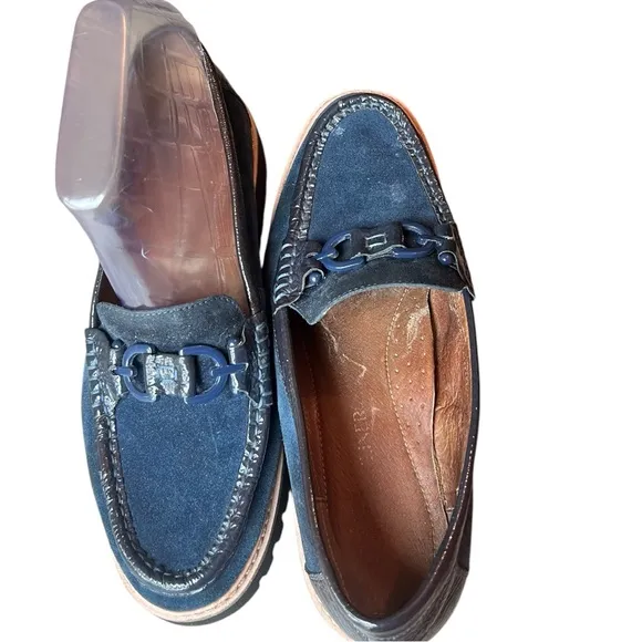 Donald J. Pliner Helio Lug Sole Navy Loafers, Size: 9