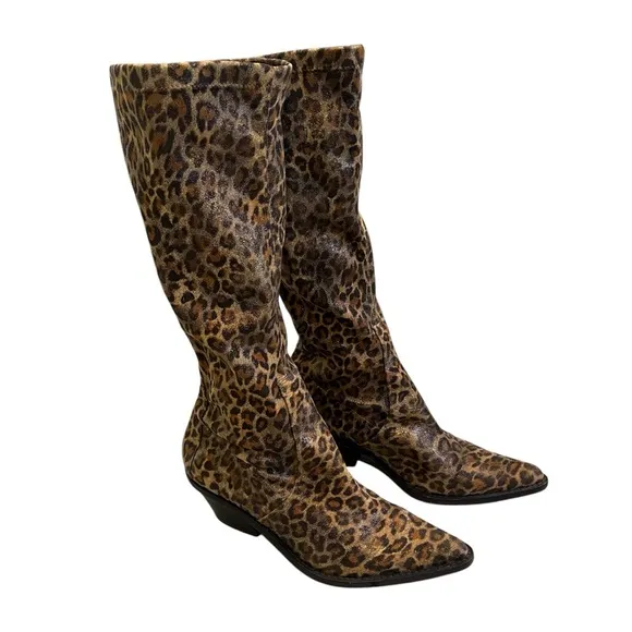 Donald J. Pliner Jokia 3 Animal Print Stretch Boots, Sz 8