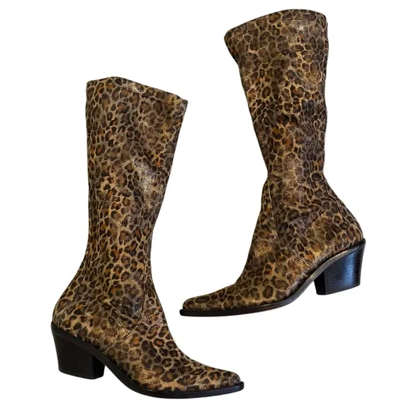 Donald J. Pliner Jokia 3 Animal Print Stretch Boots, Sz 8