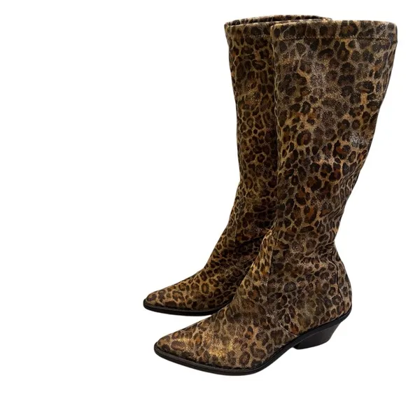 Donald J. Pliner Jokia 3 Animal Print Stretch Boots, Sz 8