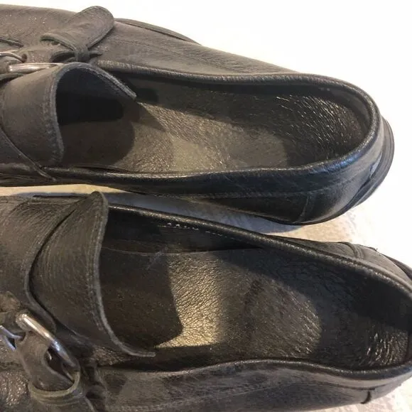 Donald J Pliner Men’s Black Leather Buckle Loafers