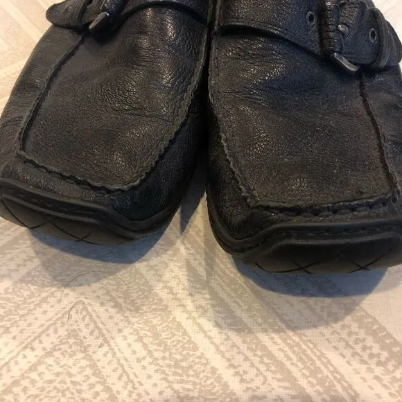Donald J Pliner Men’s Black Leather Buckle Loafers