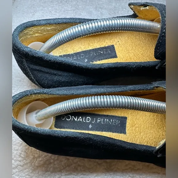 Donald J. Pliner navy blue brown skin leather suede loafers classic preppy 10.5