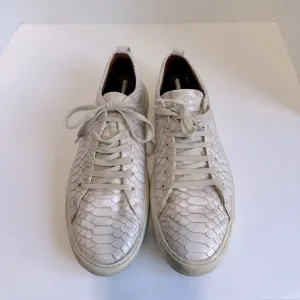 Donald J Pliner Rand Mens Croc Embossed Off White Leather Sneaker Size 13
