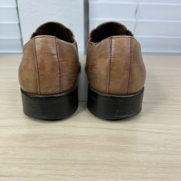 Donald J Pliner Shoes Mens Geva 11M Brown Leather Slip-On Square Toe‎ Loafers