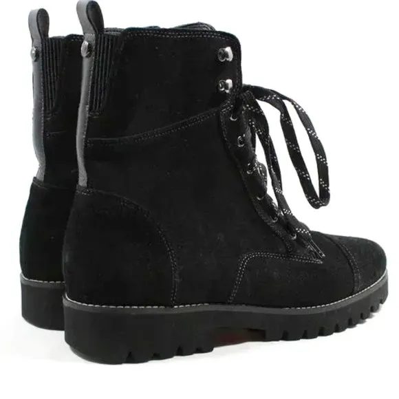 Donald Pliner Black Suede Lug Sole Combat Boot Lace-up Womens Size 8.5 - NEW